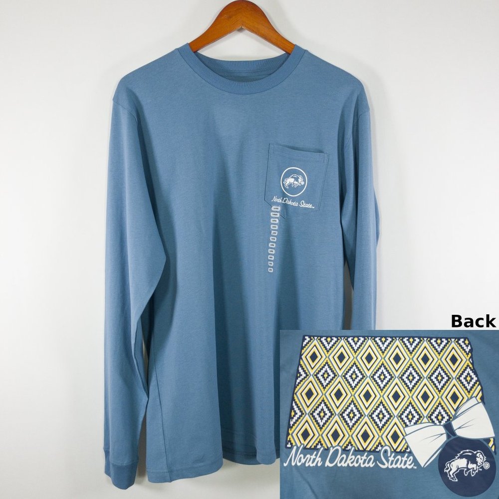 North Dakota State Bison Blue Pocket Tee Shirt M L